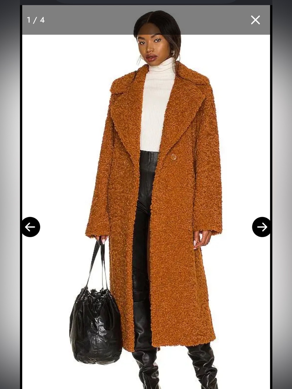 NWT House of Harlow 1960 Rouland Teddy Faux Fur Trench Coat Rust Orange sz L